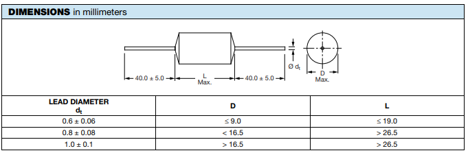 VISHAY MKP1839��ѹ������501V to 2000V�ߴ�