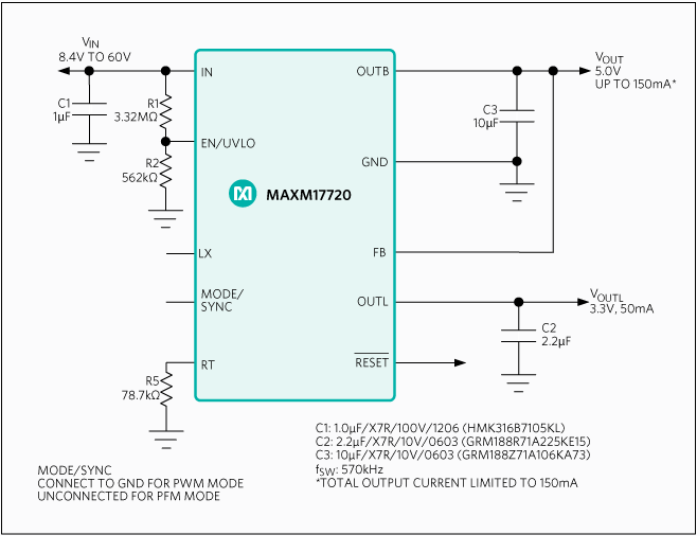 MAXM17712��ѹ�͵�Դ����DC-DCת����