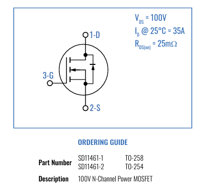 Solitron Devices SD11461 Nͨ������MOSFET
